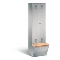 C+P Garderobenschrank Evolo mit Sitzfläche H2090xB610xT815mm Korpus: Weißaluminium Türen: Weißaluminium Abteile: 2 Abteilbreite: 300mm