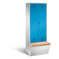 C+P Garderobenschrank Evolo mit Sitzfläche H2090xB810xT815mm Korpus: Lichtgrau Türen: Lichtblau Abteile: 2 Abteilbreite: 400mm