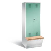 C+P Garderobenschrank Evolo mit Sitzfläche H2090xB810xT815mm Korpus: Lichtgrau Türen: Lichtgrün Abteile: 2 Abteilbreite: 400mm