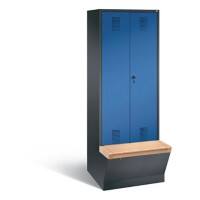 C+P Garderobenschrank Evolo mit Sitzfläche H2090xB810xT815mm Korpus: Schwarzgrau Türen: Enzianblau Abteile: 2 Abteilbreite: 400mm