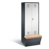 C+P Garderobenschrank Evolo mit Sitzfläche H2090xB810xT815mm Korpus: Schwarzgrau Türen: Lichtgrau Abteile: 2 Abteilbreite: 400mm