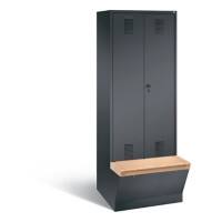 C+P Garderobenschrank Evolo mit Sitzfläche H2090xB810xT815mm Korpus: Schwarzgrau Türen: Schwarzgrau Abteile: 2 Abteilbreite: 400mm