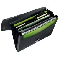 Leitz Recycle Fächermappe DIN A4 5 Fächer CO2 Neutral Schwarz 80% Recycelter Kunststoff