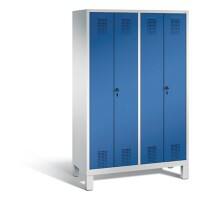 C+P Spind Evolo H1850x1190xT500mm Korpus: Lichtgrau Türenfarbe: Enzianblau Abteile: 4 Türen: 2 Abteilbreite: 300mm