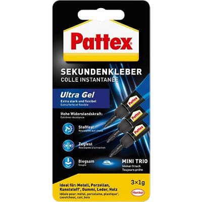 Pattex Alleskleber Minis Permanent Ultra Gel Flüssig Transparent 3 x 1 g PSMG3