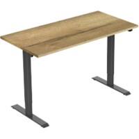 euroseats Oak Rechteckig Elektrisch Höhenverstellbar Sitz-Stehschreibtisch Eiche Holz, Metall Schwarz 1.400 x 800 x 750 - 1.235 mm