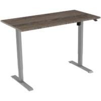 euroseats Logan Rechteckig Elektrisch Höhenverstellbar Sitz-Stehschreibtisch Eiche Holz, Metall Grau 1.400 x 800 x 750 - 1.235 mm