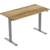 euroseats Oak Rechteckig Elektrisch Höhenverstellbar Sitz-Stehschreibtisch Eiche Holz, Metall Grau 1.600 x 800 x 750 - 1.235 mm