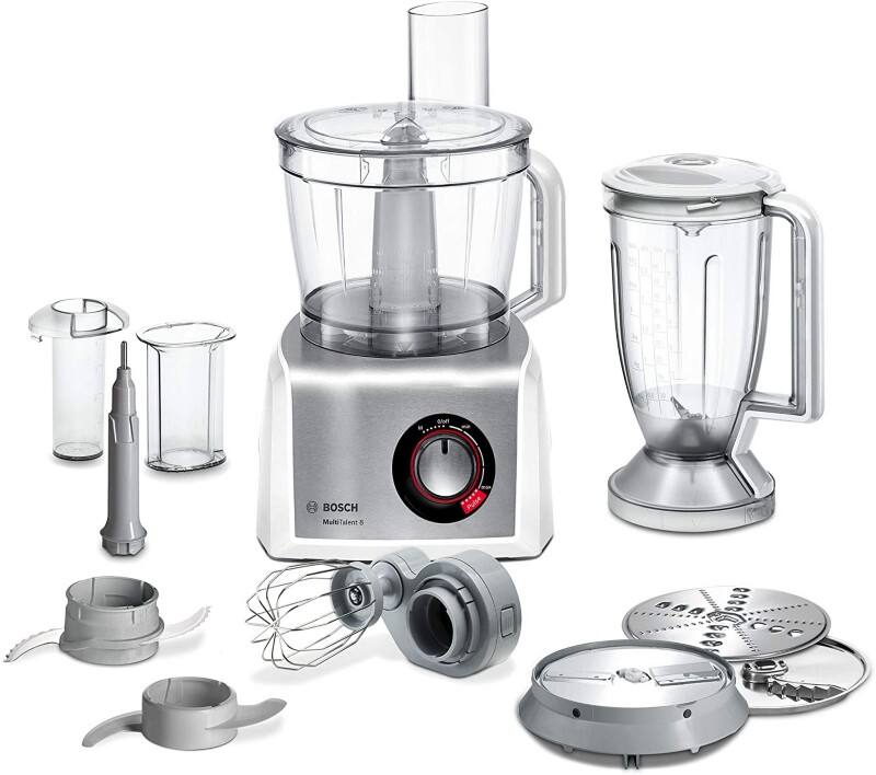 Bosch Kompakte Küchenmaschine MC812S814 2.4 L 1250 Körper: Kunststoff, Schüssel: Edelstahl Edelstahl gebürstet, Weiß