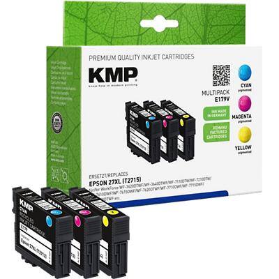 KMP E179V Tintenpatrone Kompatibel mit Epson 27XL Cyan, Magenta, Gelb 3er Pack