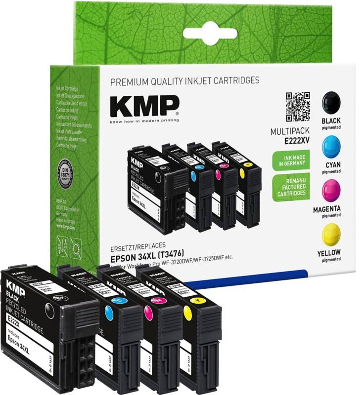 KMP Kompatibel Epson 34XL Tintenpatrone C13T34764010 Schwarz, Cyan, Magenta, Gelb Multipack 4 Stück