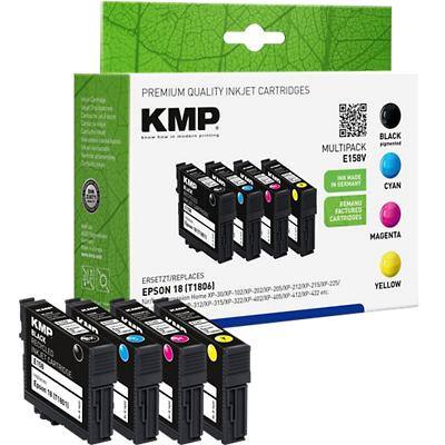 KMP Kompatibel Epson E158V Tintenpatrone C13T18064010 Schwarz, Cyan, Magenta, Gelb Multipack 4 Stück