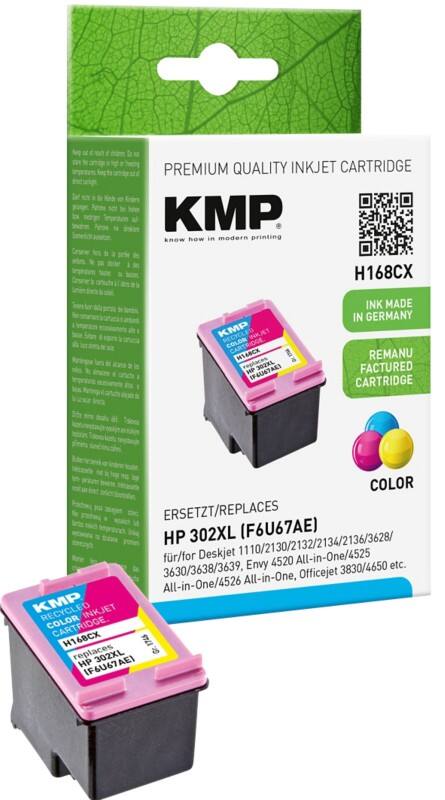 KMP Kompatibel HP 302XL Tintenpatrone F6U67AE Cyan, Magenta, Gelb