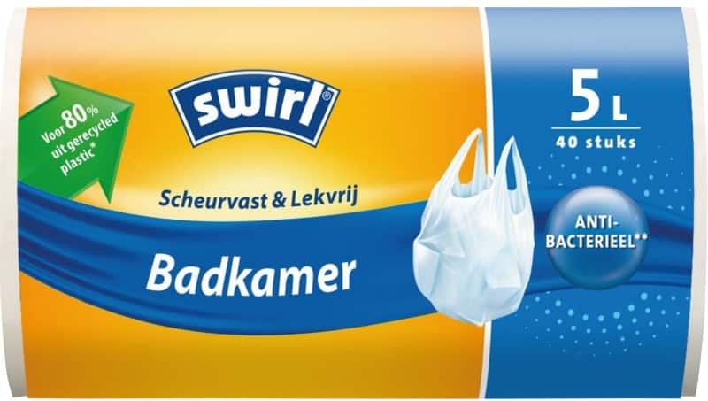 Swirl Müllbeutel 5 L  Fixierband Transparent PE (Polyethylen) Tragegriff 40 Stück