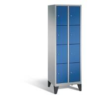 C+P Schließfachschrank Classic H1850xB610xT500mm Korpus: Weißaluminium Türen: Enzianblau Abteile: 2 Abteilbreite: 300mm Fächer: 8 mit Füßen