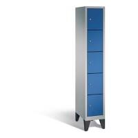 C+P Schließfachschrank Classic H1850xB320xT500mm Korpus: Weißaluminium Türen: Enzianblau Abteil: 1 Abteilbreite: 300mm Fächer: 5 mit Füßen