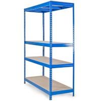 office marshal Weitspannregal 4 Fachböden Stahl 1.500 x 600 x 2.000 mm Blau