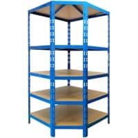 office marshal Eckregal 5 Fachböden Stahl 900 x 600 x 1.800 mm Blau