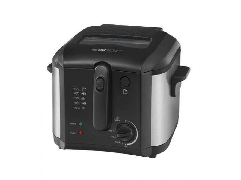 Clatronic Fritteuse FR 3649 1600 W Rostfreier Stahl, Schwarz 2.5 L