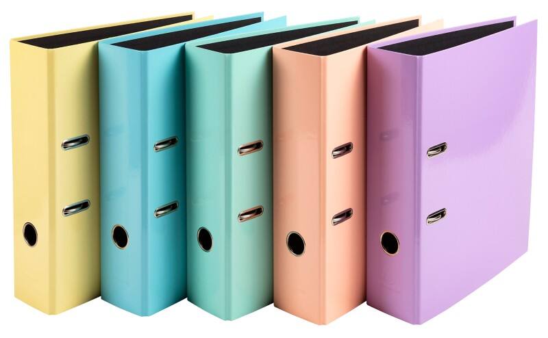 Exacompta Aquarel Ordner Breit DIN A4 80 mm Farbig sortiert 2 Ringe 53560E Kunststoff Glänzend Hochformat 10 Stück