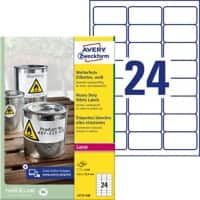 AVERY Zweckform L4773-100 Wetterfeste Etiketten DIN A4 Weiß 63,5 x 33,9 mm 100 Blatt à 24 Etiketten