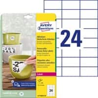 AVERY Zweckform L4718REV-20 Wetterfeste Etiketten DIN A4 Weiß 70 x 37 mm 20 Blatt à 24 Etiketten