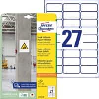AVERY Zweckform L7874-20 Etiketten DIN A4 Weiß 63,5 x 29,6 mm 20 Blatt à 27 Etiketten
