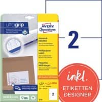 AVERY Zweckform ultragrip Universaletiketten 6176 Selbsthaftend DIN A4 Weiß 21 x 14,8 cm 30 Blatt à 2 Etiketten