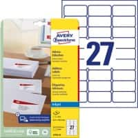 AVERY Zweckform J4792-25 Etiketten DIN A4 Weiß 63,5 x 29,6 mm 25 Blatt à 27 Etiketten