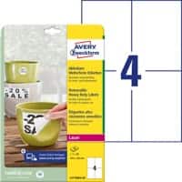 AVERY Zweckform L4719REV-20 Wetterfeste Etiketten DIN A4 Weiß 105 x 148 mm 20 Blatt à 4 Etiketten