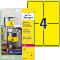 AVERY Zweckform L6127-20 Wetterfeste Etiketten DIN A4 Gelb 99,1 x 139 mm 20 Blatt à 4 Etiketten