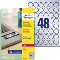 AVERY Zweckform L6129-20 Etiketten DIN A4 Silber 20 Blatt à 48 Etiketten