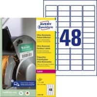 AVERY Zweckform Ultra-Resistent Etiketten L7911-40 Selbsthaftend DIN A4 Weiß 45,7 x 21,2 mm 40 Blatt à 48 Etiketten