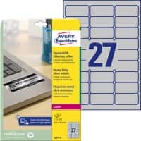 AVERY Zweckform L6011-8 Etiketten DIN A4 Silber 63,5 x 29,6 mm 8 Blatt à 27 Etiketten