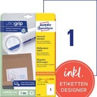 AVERY Zweckform ultragrip Universaletiketten 6119 Selbsthaftend DIN A4 Weiß 21 x 29,7 cm 30 Blatt à 1 Etiketten