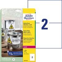 AVERY Zweckform L4717-20 Wetterfeste Etiketten DIN A4 Weiß 210 x 148 mm 20 Blatt à 2 Etiketten