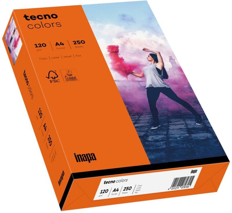 tecno DIN A4 Farbiges Papier Orange 120 g/m² 250 Blatt