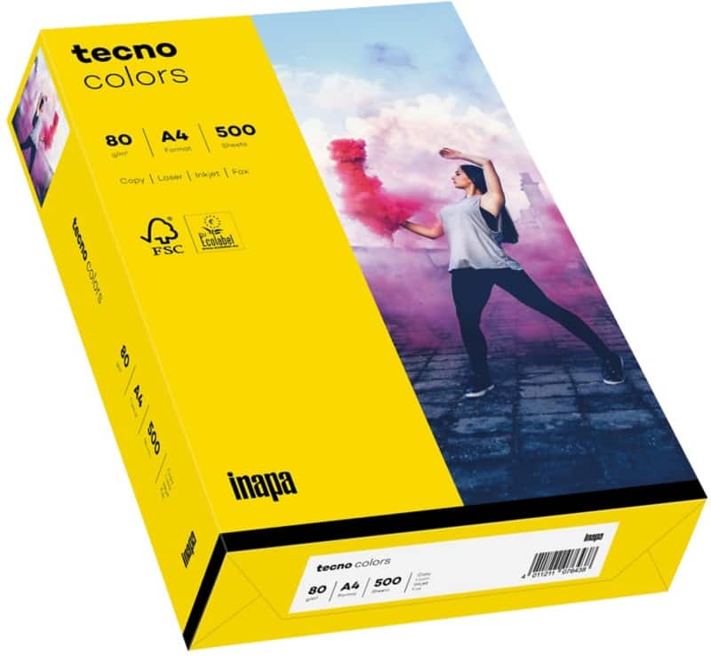 tecno DIN A4 Farbiges Papier Intensives Gelb 80 g/m² 500 Blatt