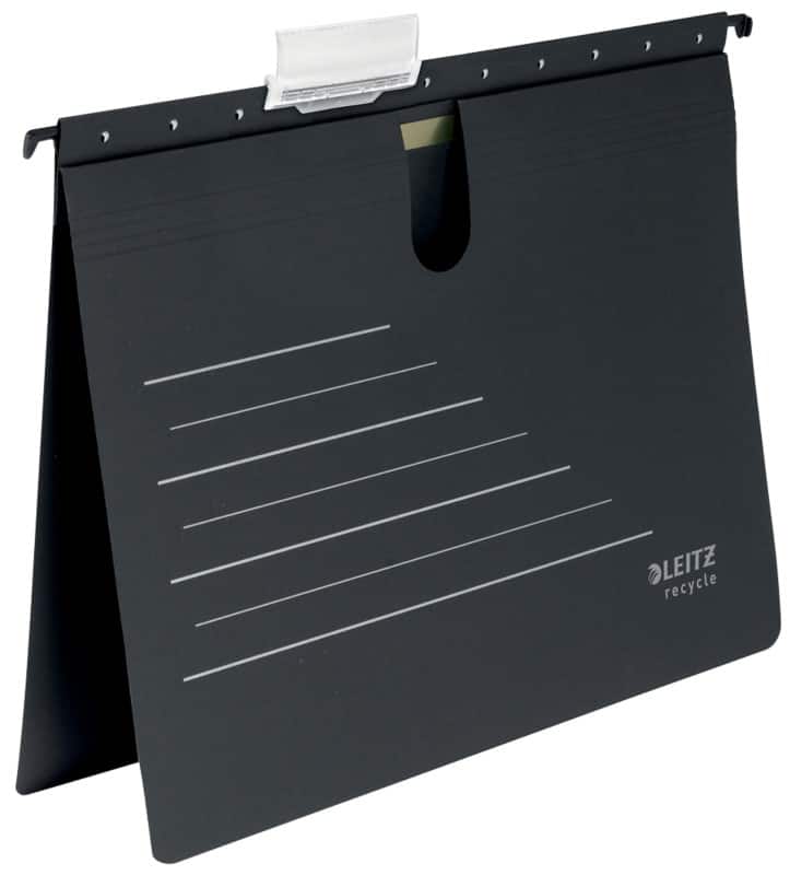 Leitz ALPHA Recycle Hängehefter 1920 DIN A4 Kaufmännische Heftung V-Base 15 mm 275 g/m² Schwarz 100% Recycelter Karton 10 Stück