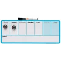 Nobo Mini Wandmontierbares magnetisches Whiteboard Wochenplaner 1904047 Lackierter Stahl 360 x 140 mm Weiß, Blau