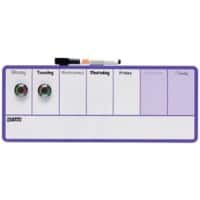 Nobo Mini Wandmontierbares magnetisches Whiteboard Wochenplaner 1904048 Lackierter Stahl 360 x 140 mm Weiß, Violett