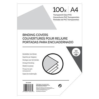Deckblätter Zum Binden A4 Plastik 185-190 Mikron Transparent 100 Stück