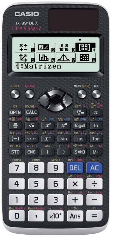 Casio Wissenschaftlicher Taschenrechner Schwarz Batterie, Solar FX-991DE X