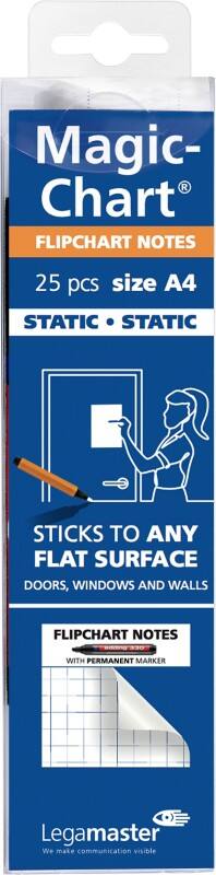 Legamaster Magic-Chart Flipchartfolie 29,7 x 21 cm Kariert Weiß Rolle mit 25 Blatt