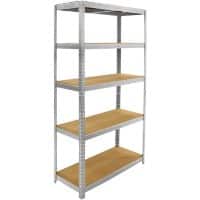 Erro Lagerregal 5 Fachböden Stahl, Spanplatte 900 x 400 x 1.800 mm Silber