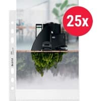 Leitz Prospekthüllen Recycled DIN A5 Genarbt Transparent 100 Mikron PP (Polypropylen) 6 Löcher 25 Stück