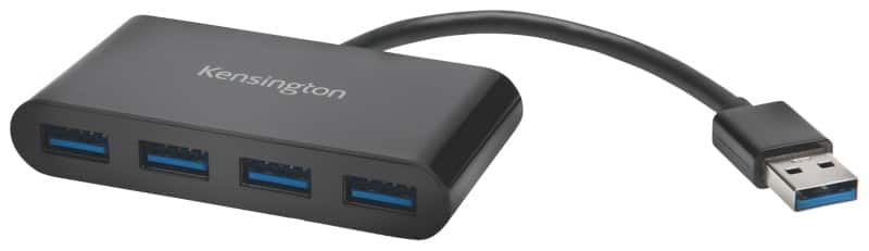Kensington UH4000 4 x USB 3.0 Female auf 1 x USB 1.1 Male Hub K39121EU 4 Ports Schwarz