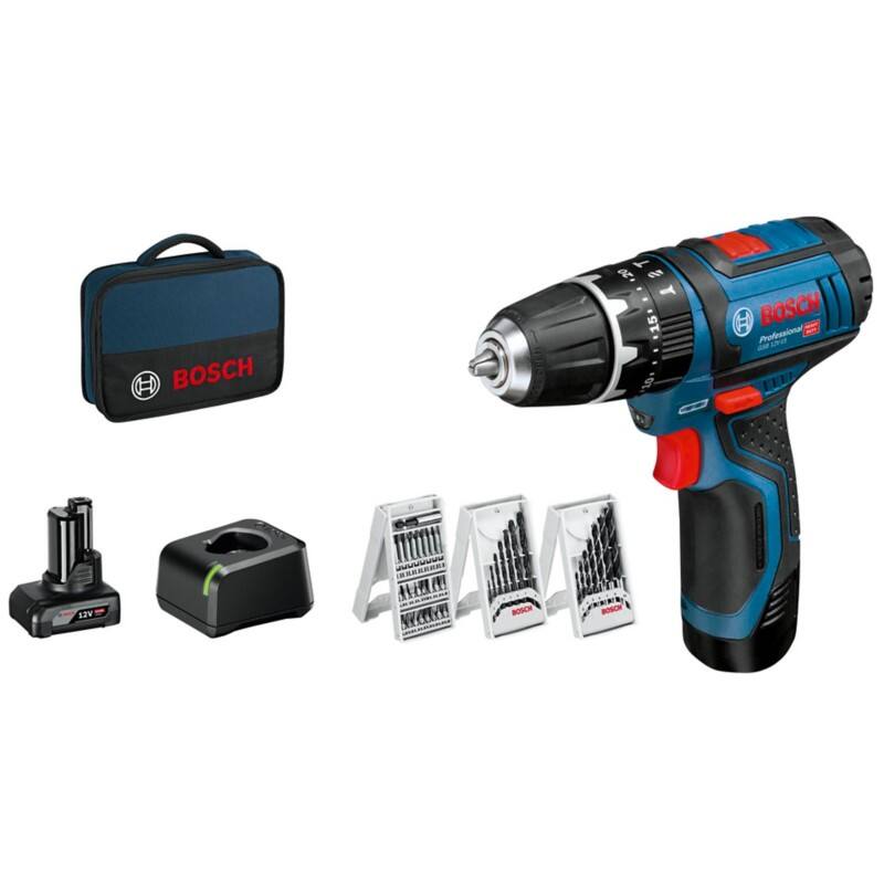 Bosch Schlagbohrschrauber GSB 12V-15 Vorteils-Set 06019B690G 06019B690G Blau, Schwarz