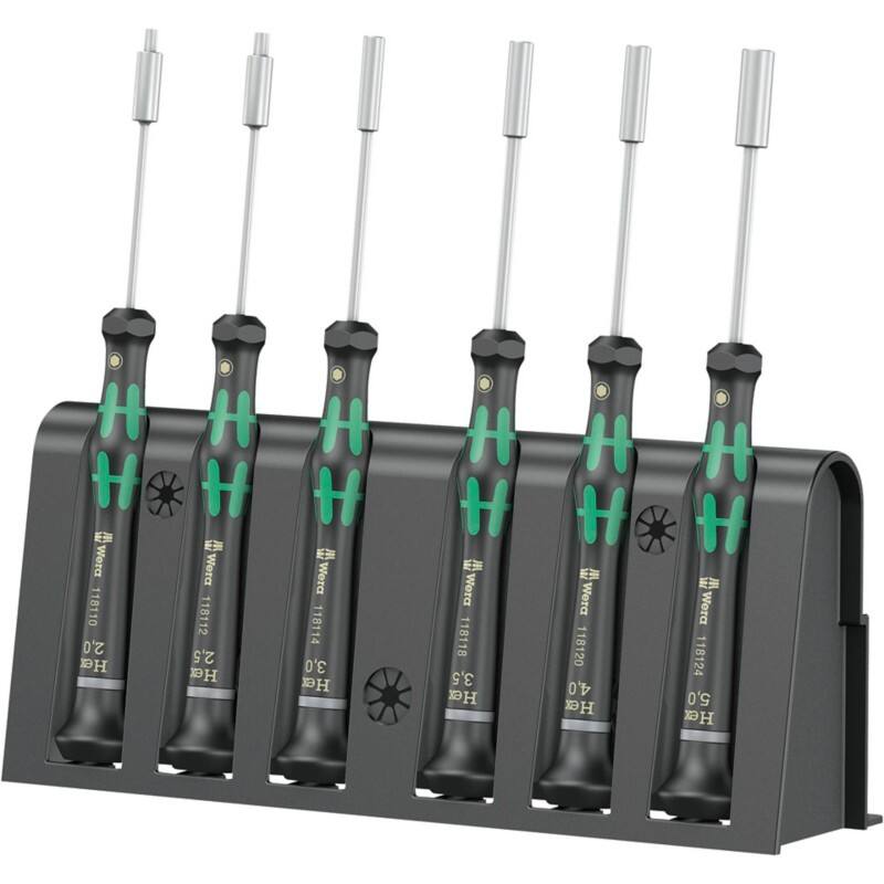 Wera Kraftform Micro Elektronik-Schraubendrehersatz + Rack, 6‑teilig
