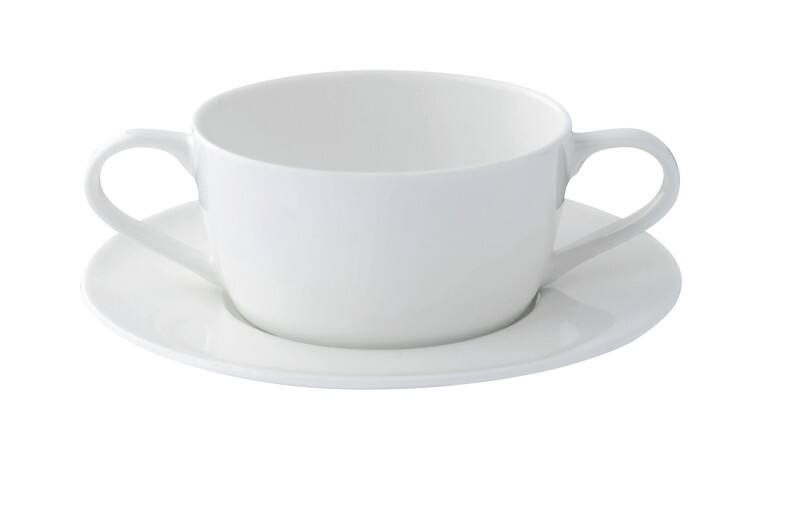 Nobel Fine Bone China Suppenuntertasse Porzellan 170 mm Creme 24 Stück